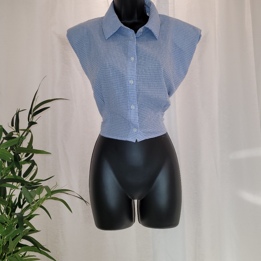 Baby blue checked shirt - Picture 2 of 4